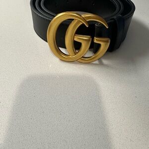 Gucci Black Belt with Gold GG Buckle
